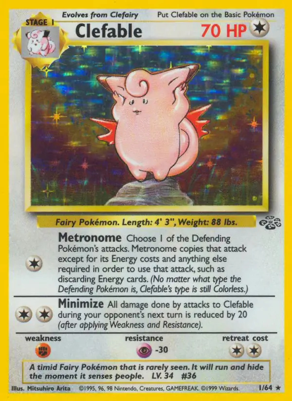Clefable #1 Jungle Unlimited Pokémon card