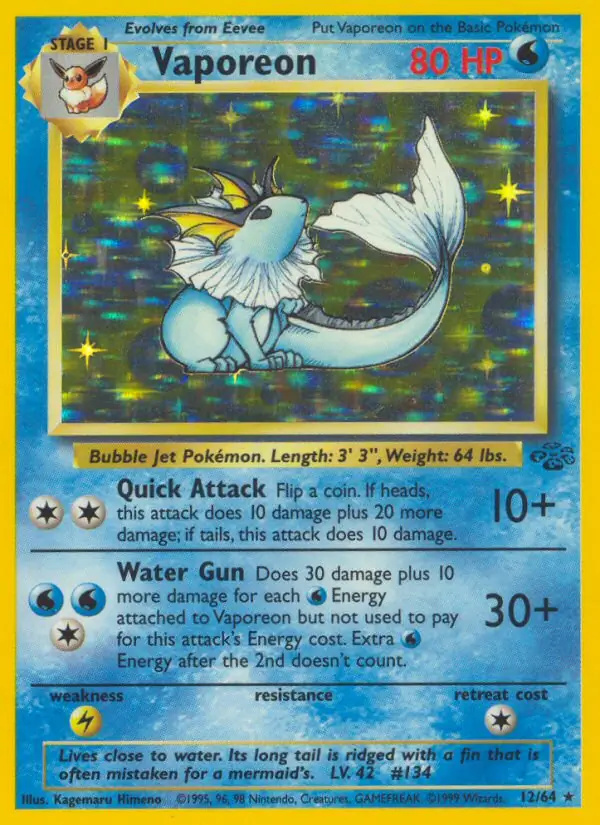 Vaporeon #12 Jungle Unlimited Pokémon card
