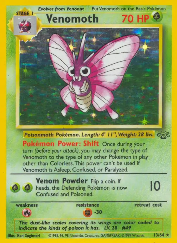Venomoth #13 Jungle Unlimited Pokémon card