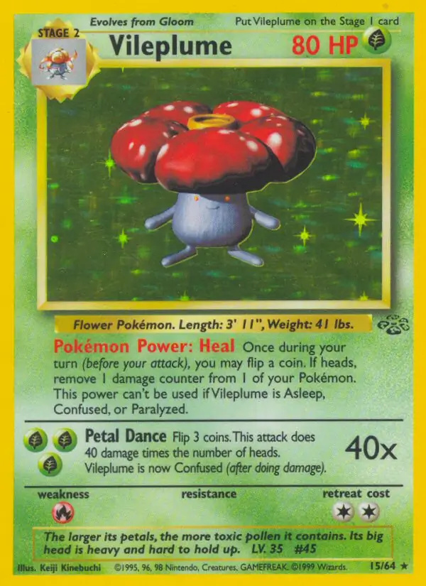 Vileplume #15 Jungle Unlimited Pokémon card