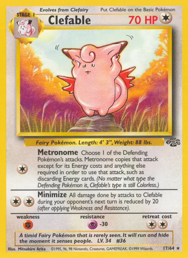 Clefable #17 Jungle Unlimited Pokémon card