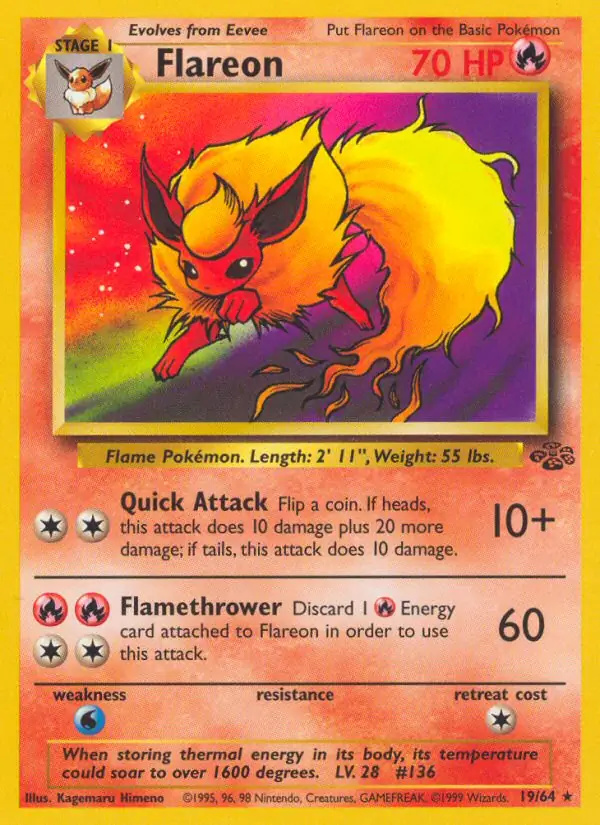 Flareon #19 Jungle Unlimited Pokémon card