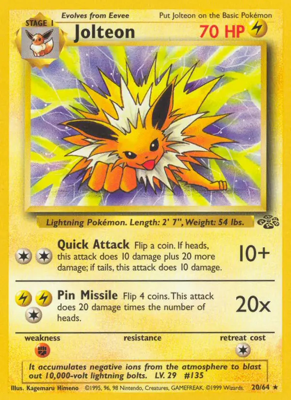 Jolteon #20 Jungle Unlimited Pokémon card