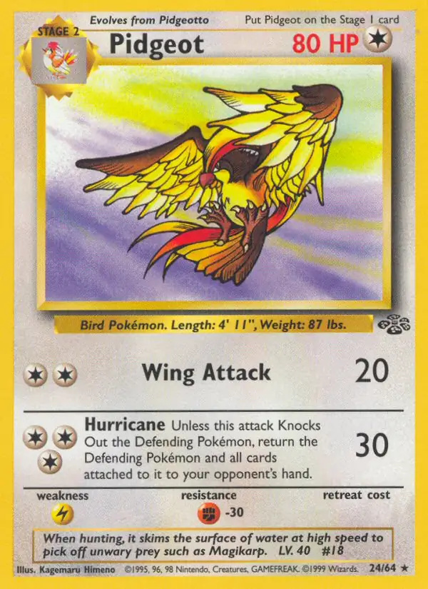 Pidgeot #24 Jungle Unlimited Pokémon card