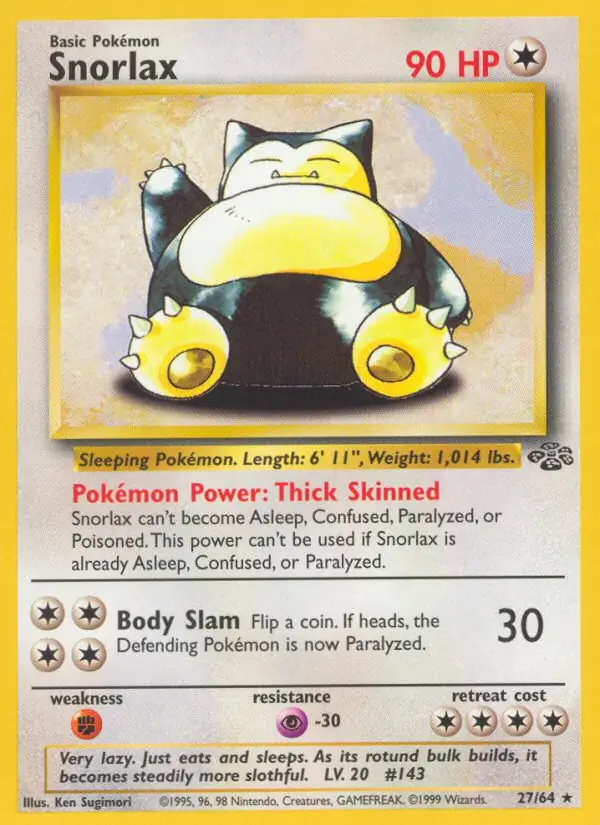 Snorlax #27 Jungle Unlimited Pokémon card