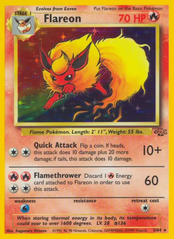 Flareon #3 Jungle Unlimited Pokémon card