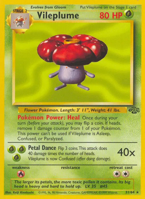 Vileplume #31 Jungle Unlimited Pokémon card