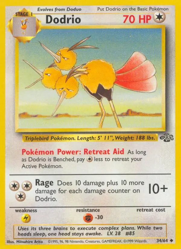 Dodrio #34 Jungle Unlimited Pokémon card