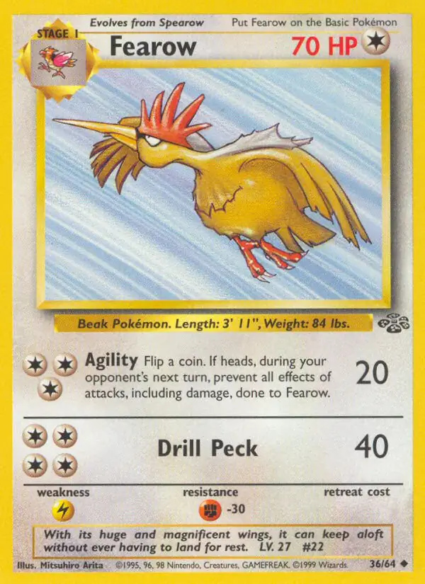 Fearow #36 Jungle Unlimited Pokémon card
