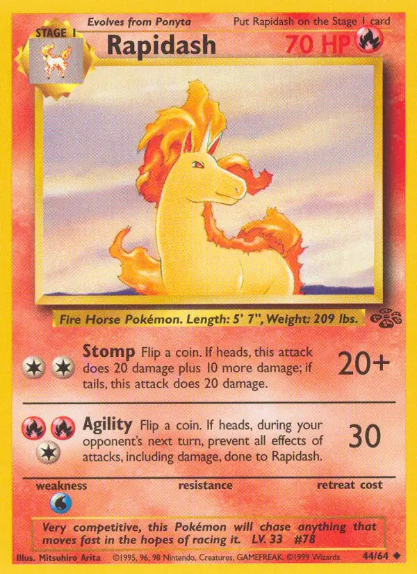Rapidash #44 Jungle Unlimited Pokémon card