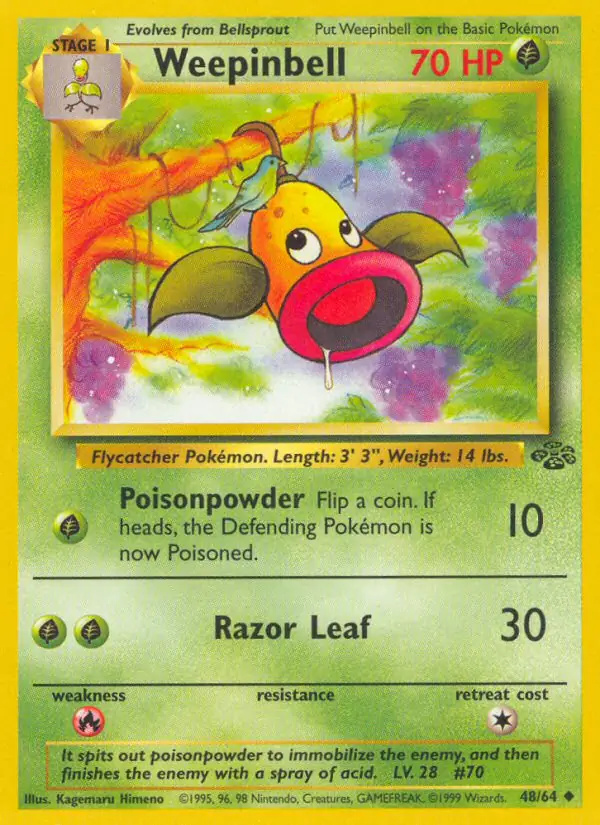 Weepinbell #48 Jungle Unlimited Pokémon card