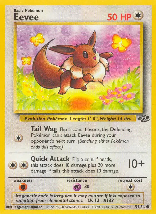 Eevee #51 Jungle Unlimited Pokémon card