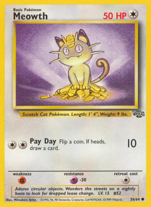 Meowth #56 Jungle Unlimited Pokémon card