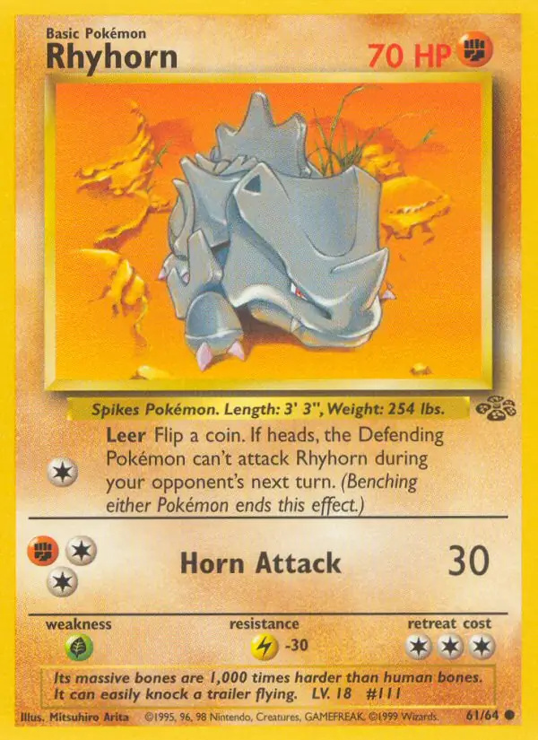 Rhyhorn #61 Jungle Unlimited Pokémon card