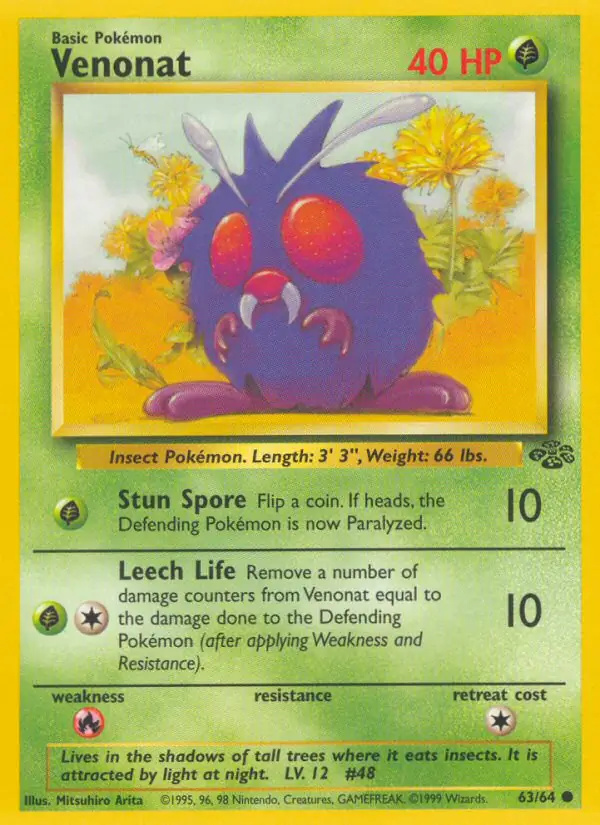 Venonat #63 Jungle Unlimited Pokémon card