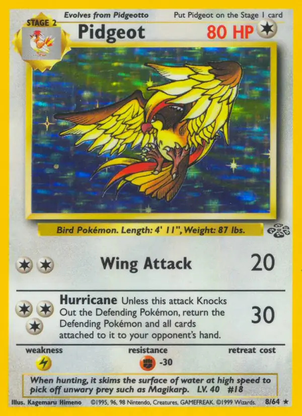 Pidgeot #8 Jungle Unlimited Pokémon card