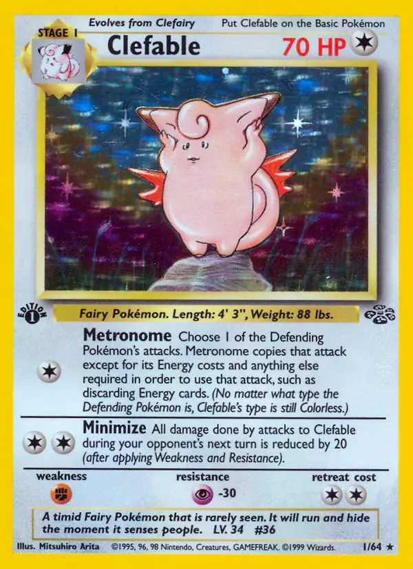 Clefable #
                                1 Jungle 1st Edition Pokémon card