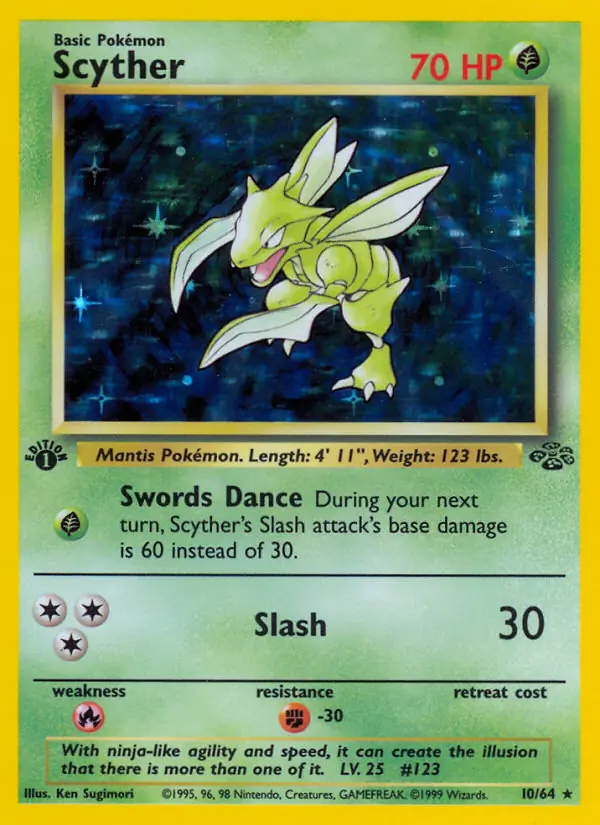 Scyther #10 Jungle 1st Edition Pokémon card