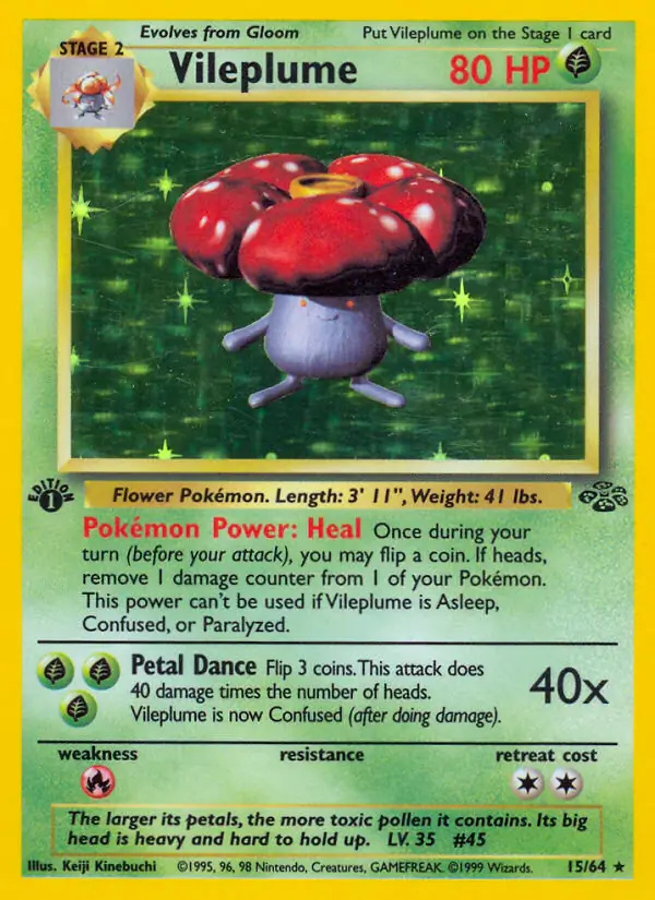 Vileplume #15 Jungle 1st Edition Pokémon card
