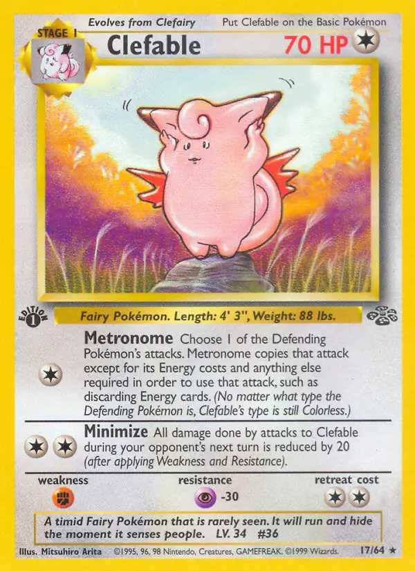 Clefable #17 Jungle 1st Edition Pokémon card