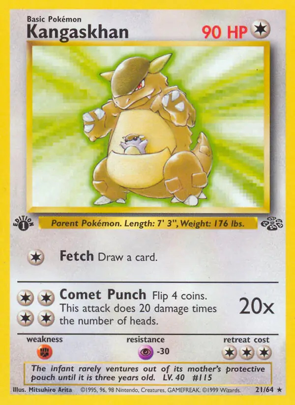 Kangaskhan #21 Jungle 1st Edition Pokémon card