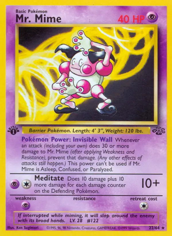 Mr. Mime #22 Jungle 1st Edition Pokémon card