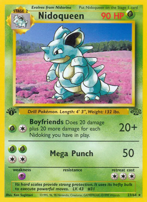 Nidoqueen #
                                23 Jungle 1st Edition Pokémon card
