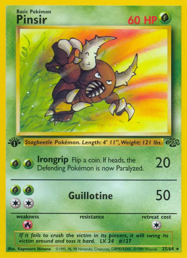 Pinsir #25 Jungle 1st Edition Pokémon card