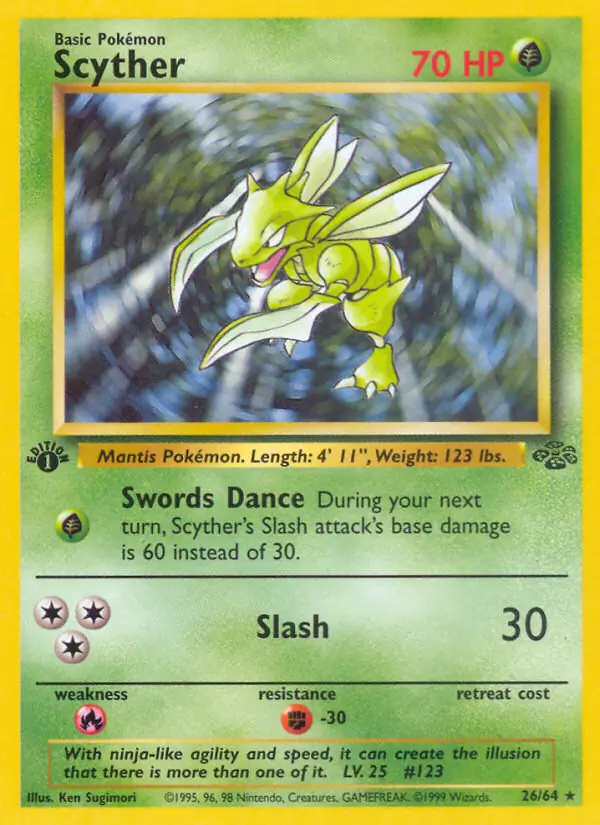 Scyther #26 Jungle 1st Edition Pokémon card