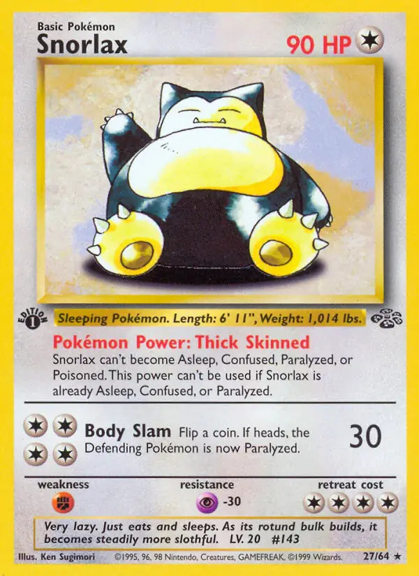Snorlax #27 Jungle 1st Edition Pokémon card