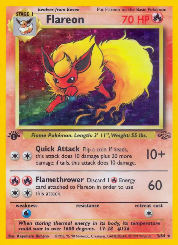 Flareon #
                                3 Jungle 1st Edition Pokémon card
