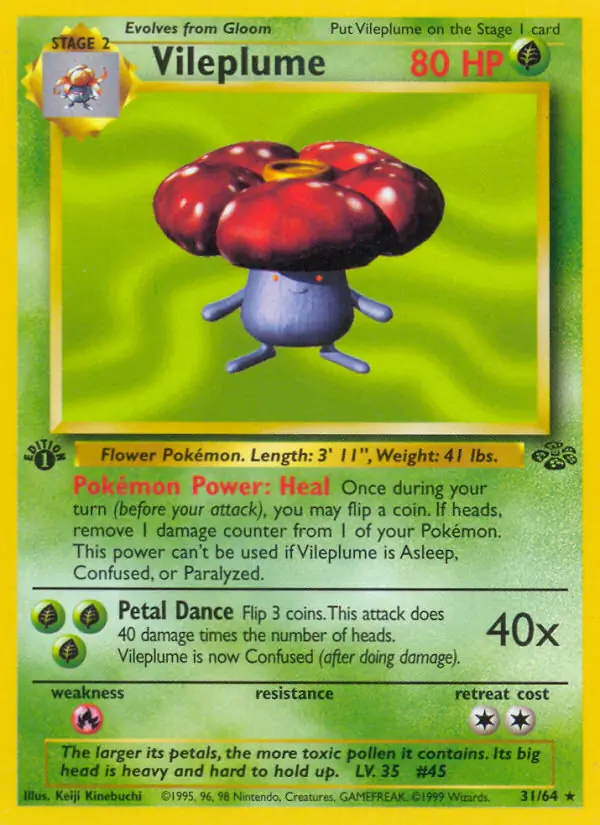 Vileplume #31 Jungle 1st Edition Pokémon card