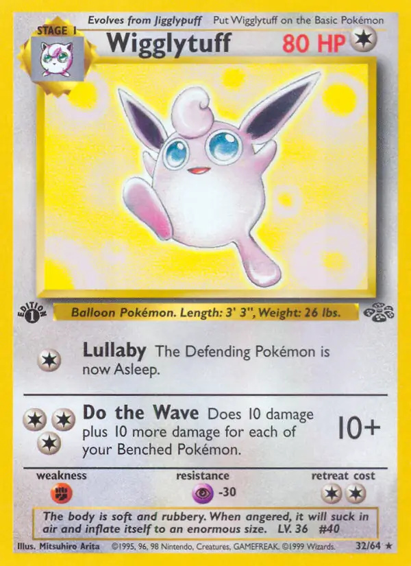 Wigglytuff #
                                32 Jungle 1st Edition Pokémon card
