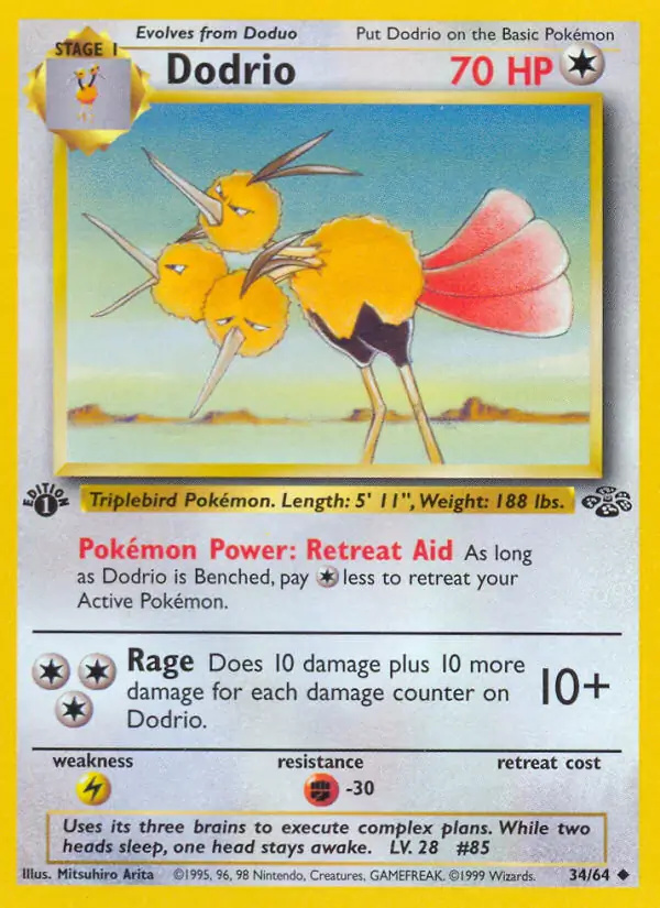 Dodrio #34 Jungle 1st Edition Pokémon card