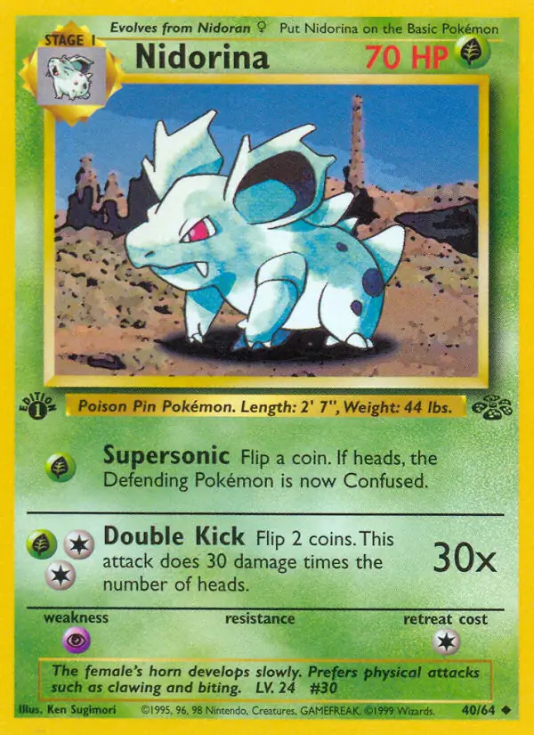 Nidorina #40 Jungle 1st Edition Pokémon card