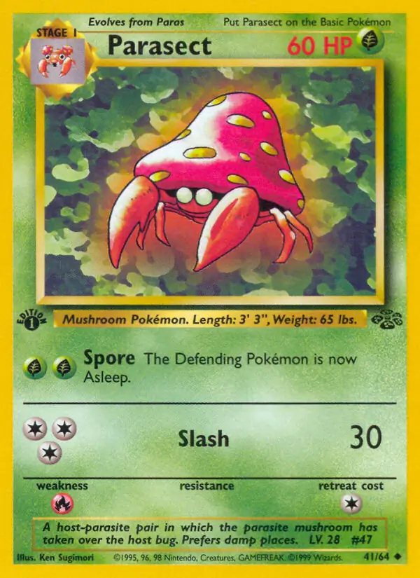 Parasect #
                                41 Jungle 1st Edition Pokémon card