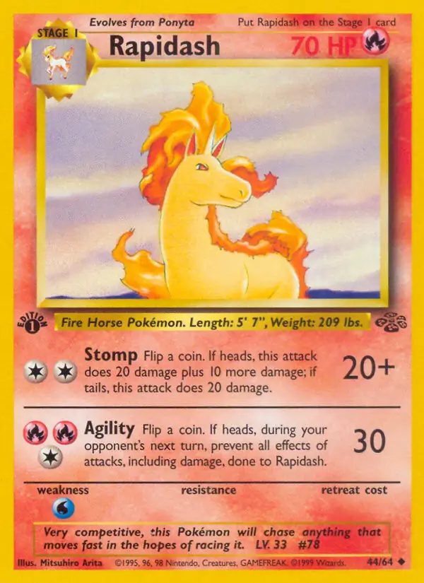 Rapidash #
                                44 Jungle 1st Edition Pokémon card