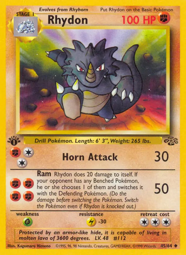 Rhydon #
                                45 Jungle 1st Edition Pokémon card