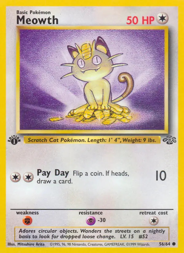 Meowth #
                                56 Jungle 1st Edition Pokémon card