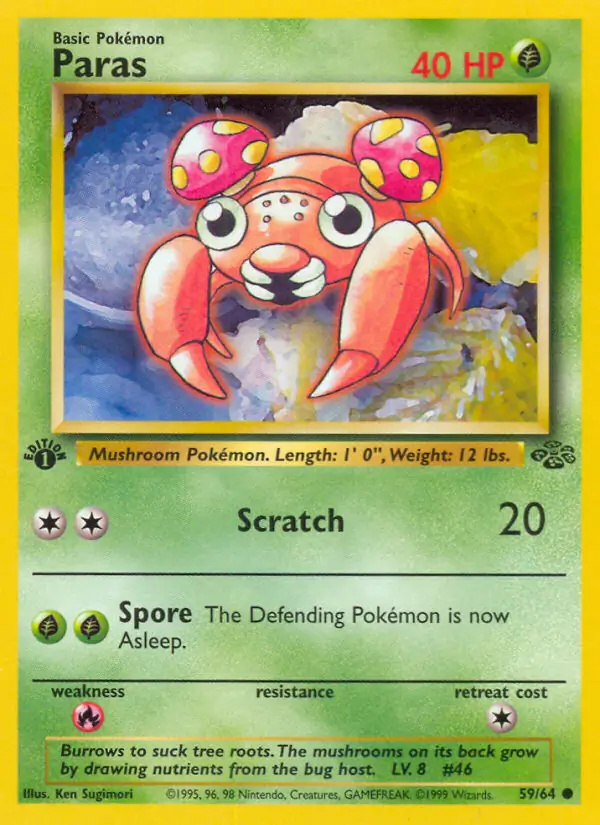 Paras #
                                59 Jungle 1st Edition Pokémon card