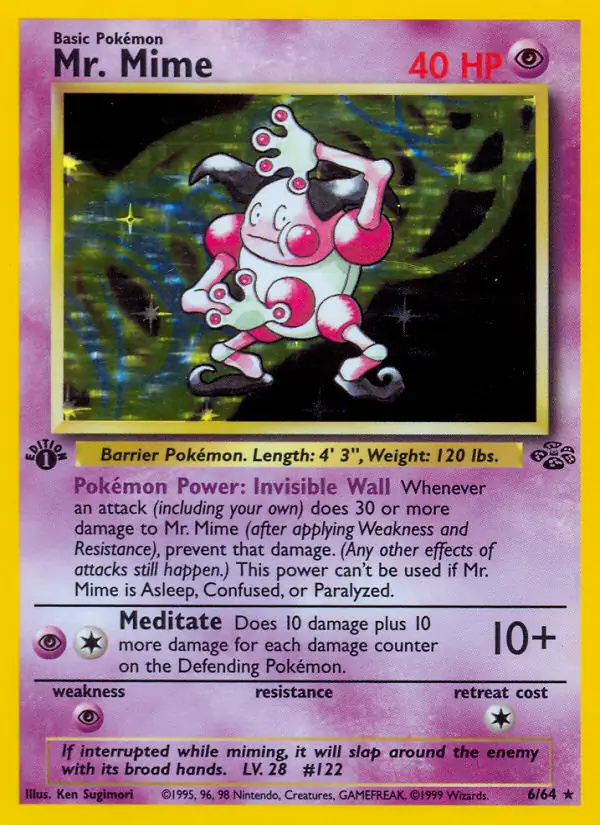 Mr. Mime #6 Jungle 1st Edition Pokémon card