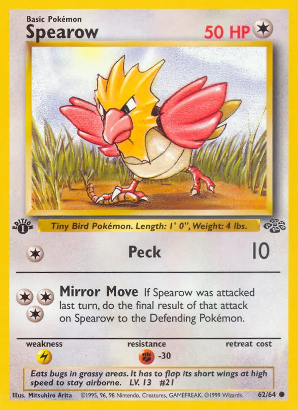 Spearow #62 Jungle 1st Edition Pokémon card
