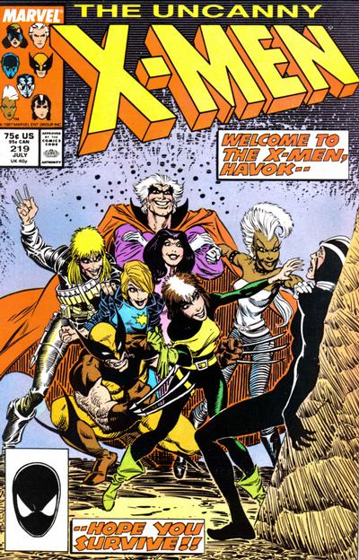 Uncanny X Men #219 cover