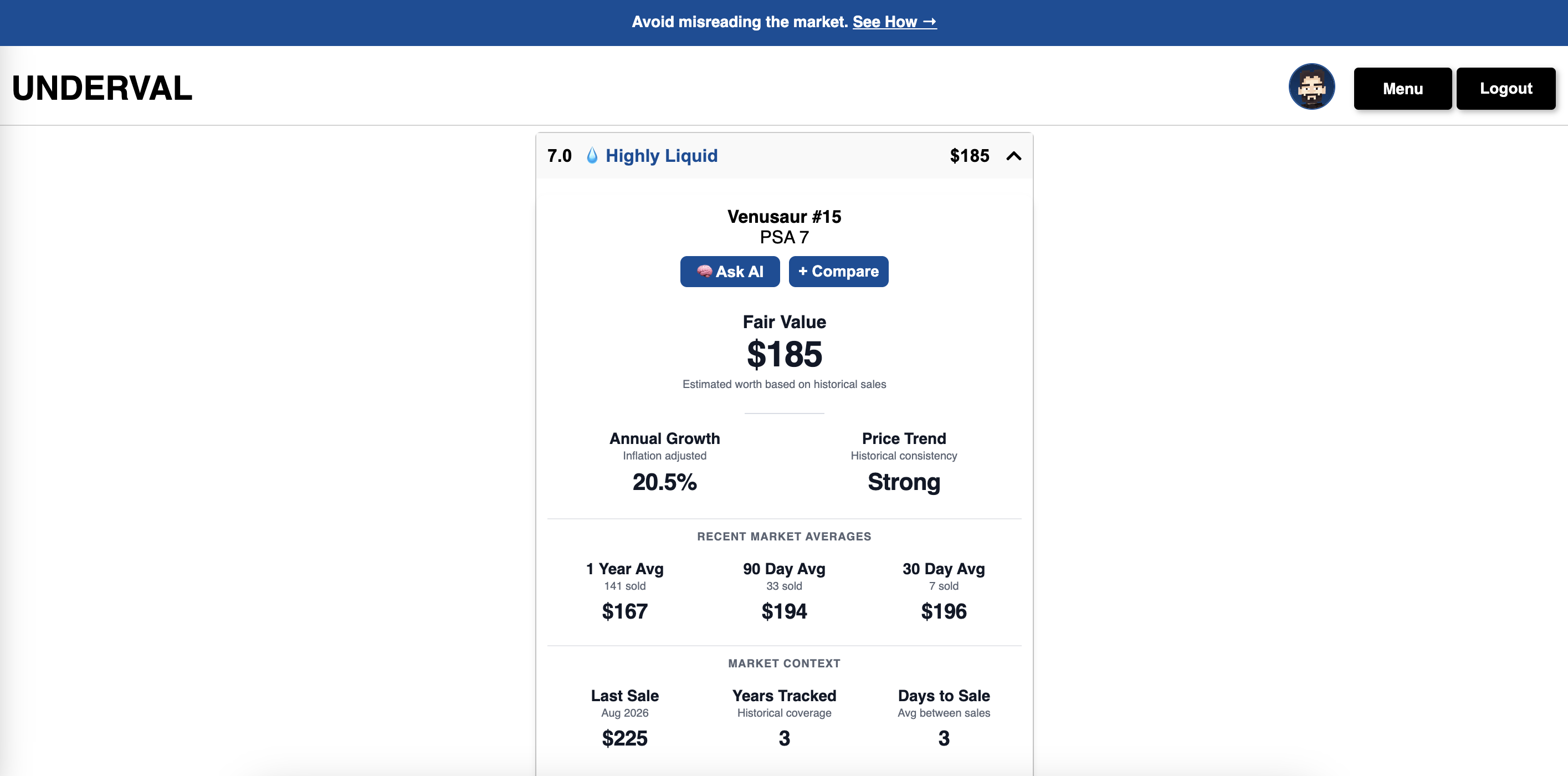 Compare PSA grade metrics