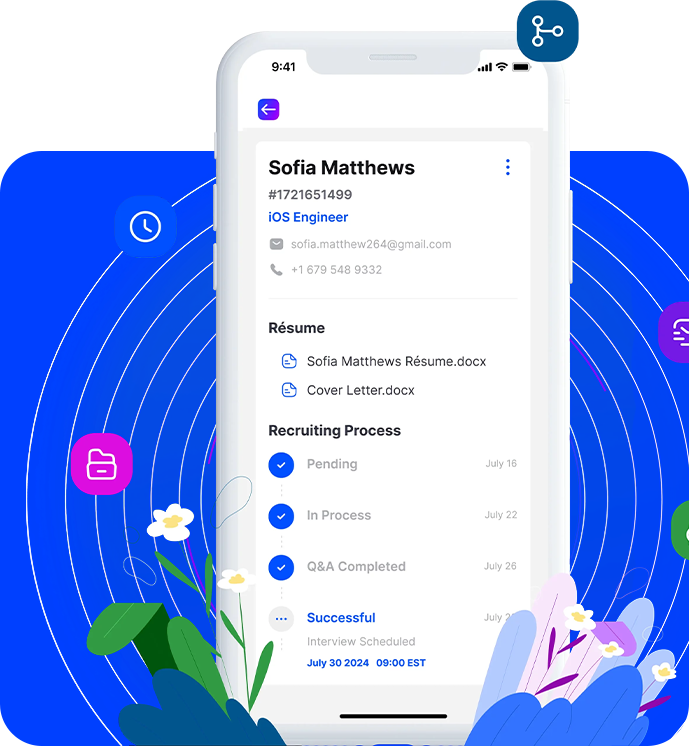 a white phone with blue and purple circles and flowers