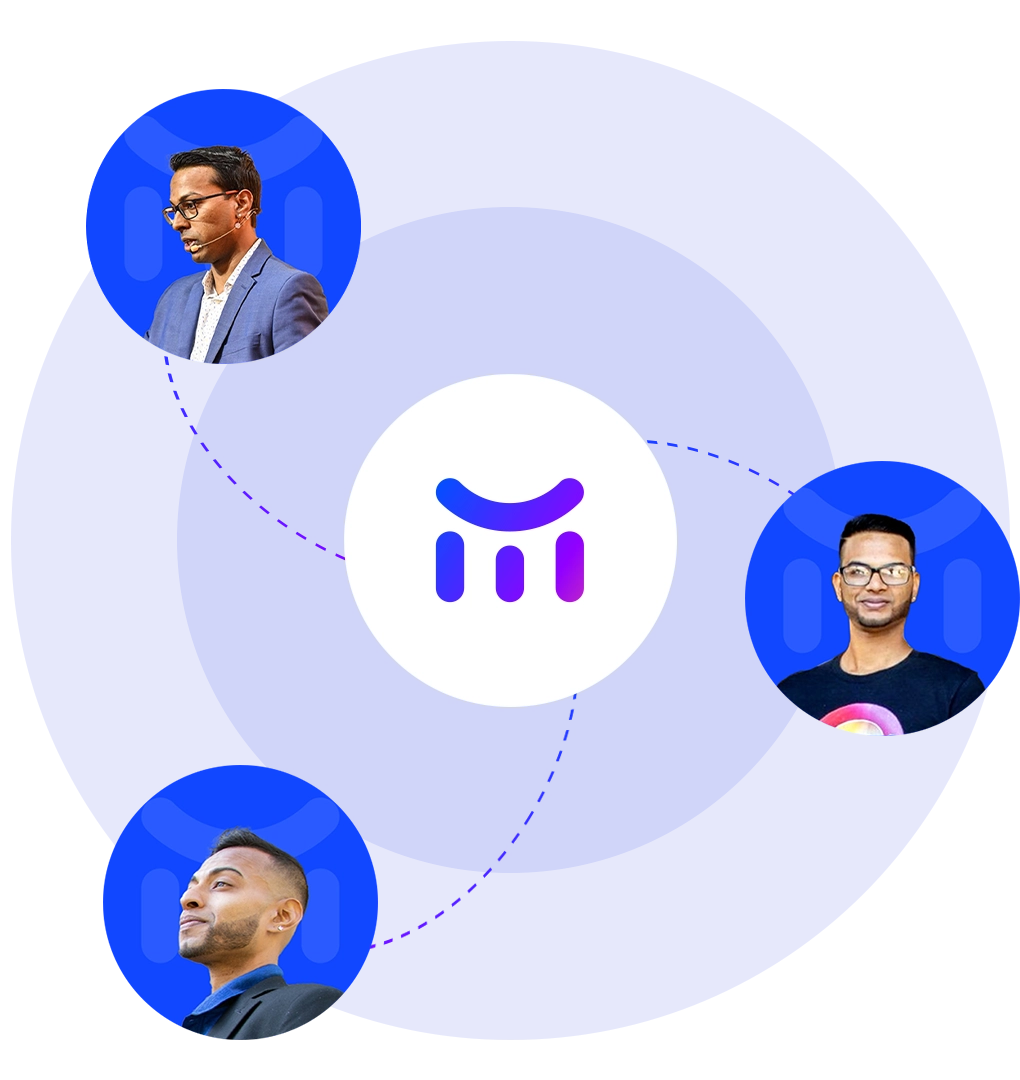 a group of men in circles