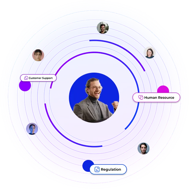 a man in a circle with many circles around him