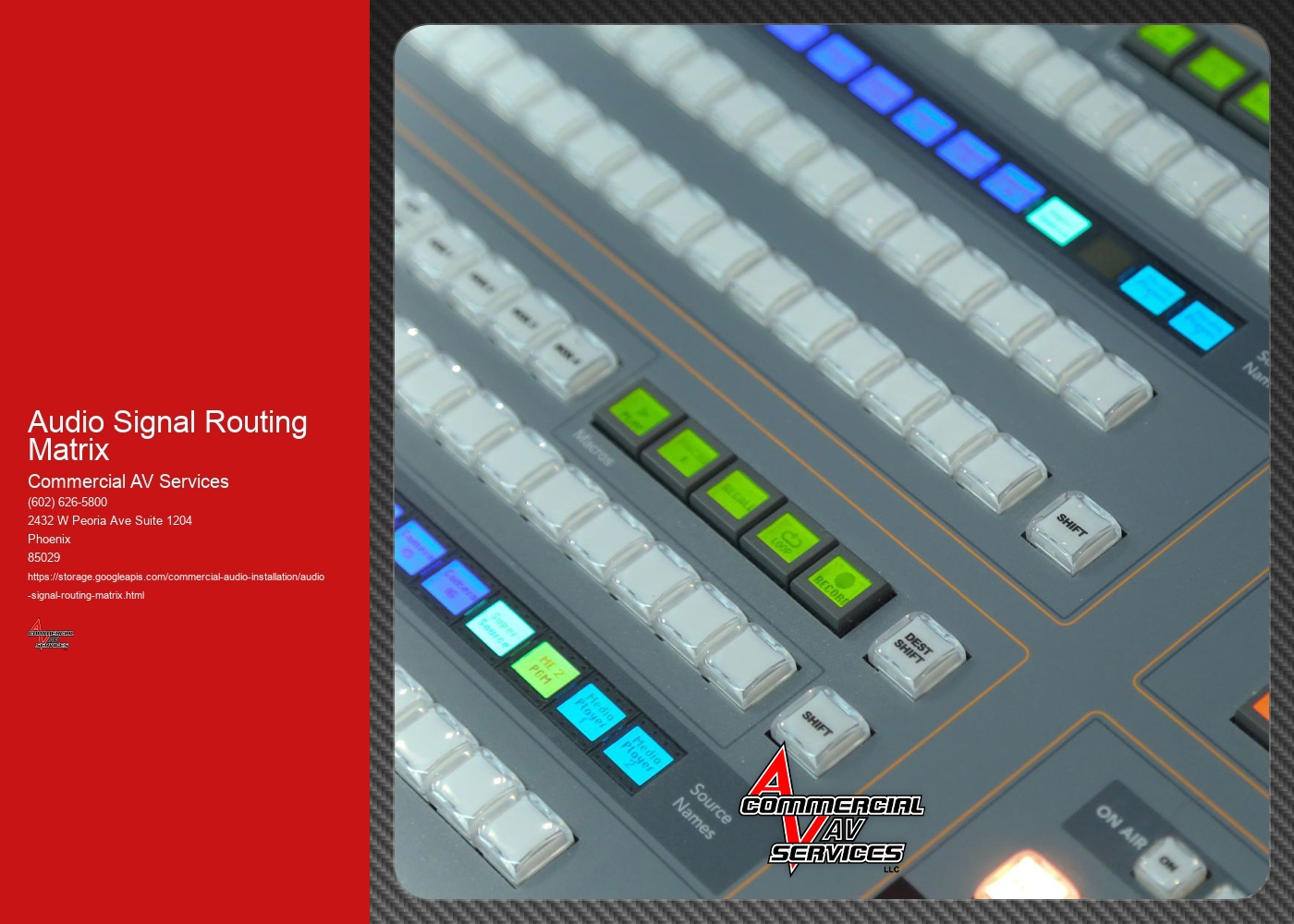 How does the audio signal routing matrix manage signal distribution to multiple output destinations?