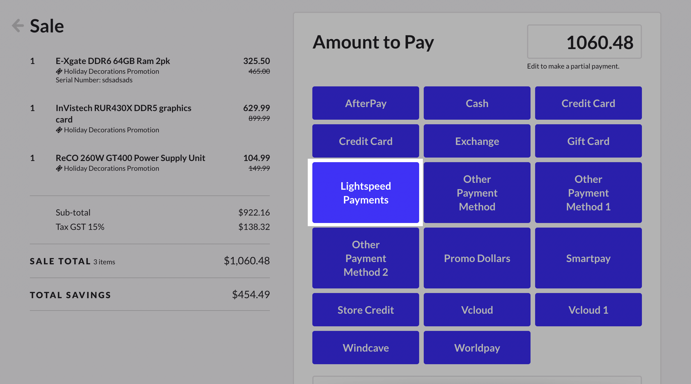 Retail Payment Processing screenshot
