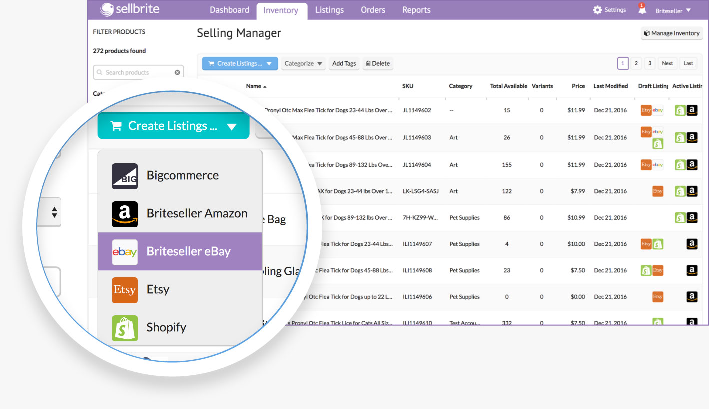 Sellbrite screenshot